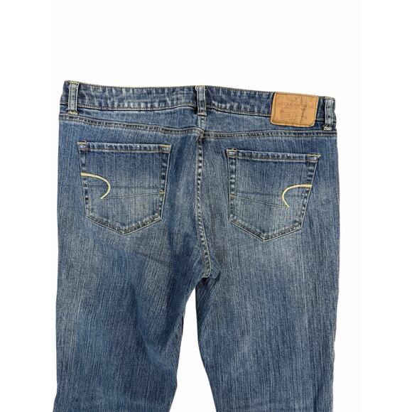 AMERICAN EAGLE Jeans Womens 12 Bootcut Hipster Flare Spilt Hem Low Rise Stretch - Picture 5 of 14